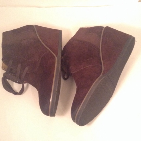 Franco Sarto Armelle Brown Leather Wedge Booties - Picture 4 of 5